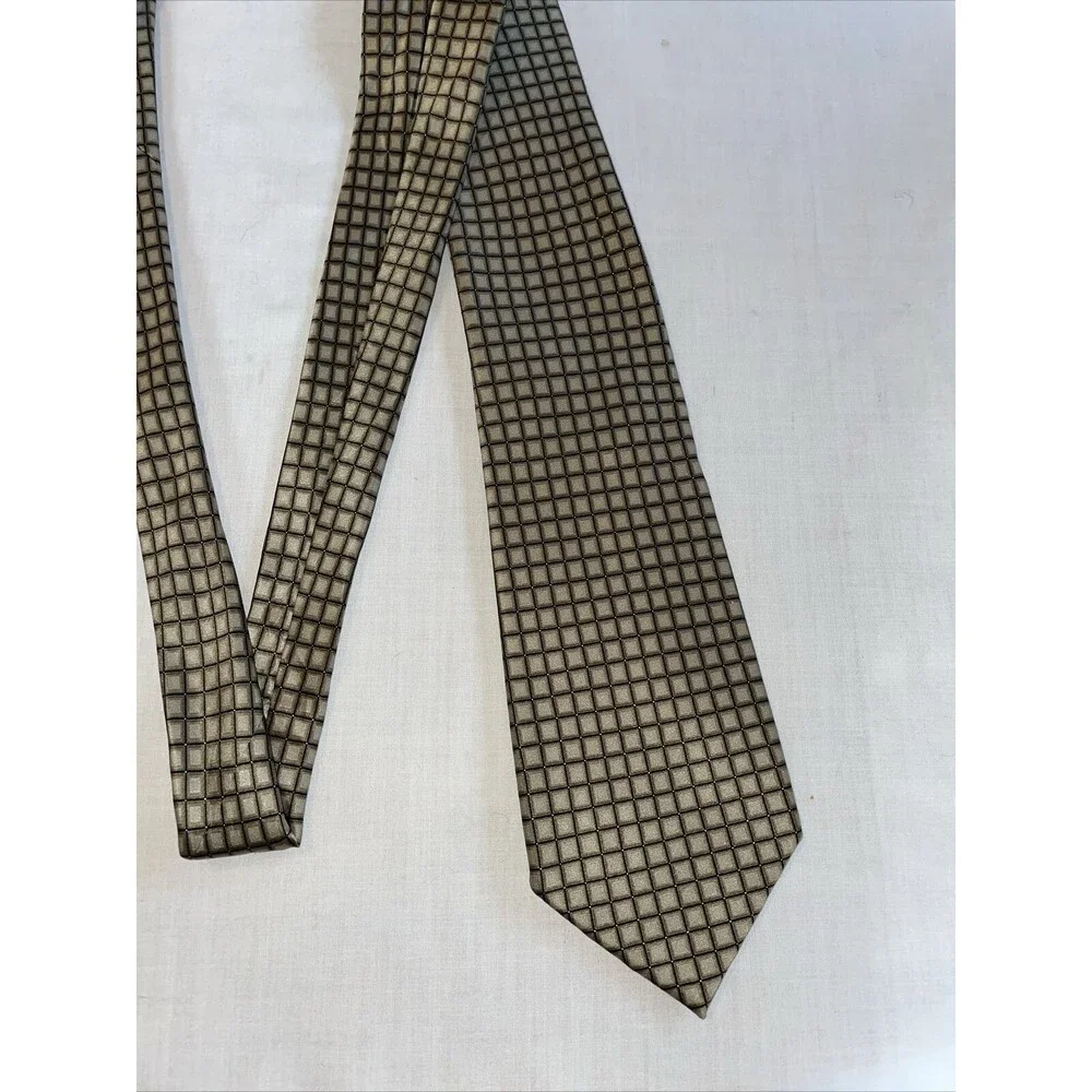 Don Loper Beverly Hills Dress Tie Mens Size 62” Gold Geometric 100% Silk Formal